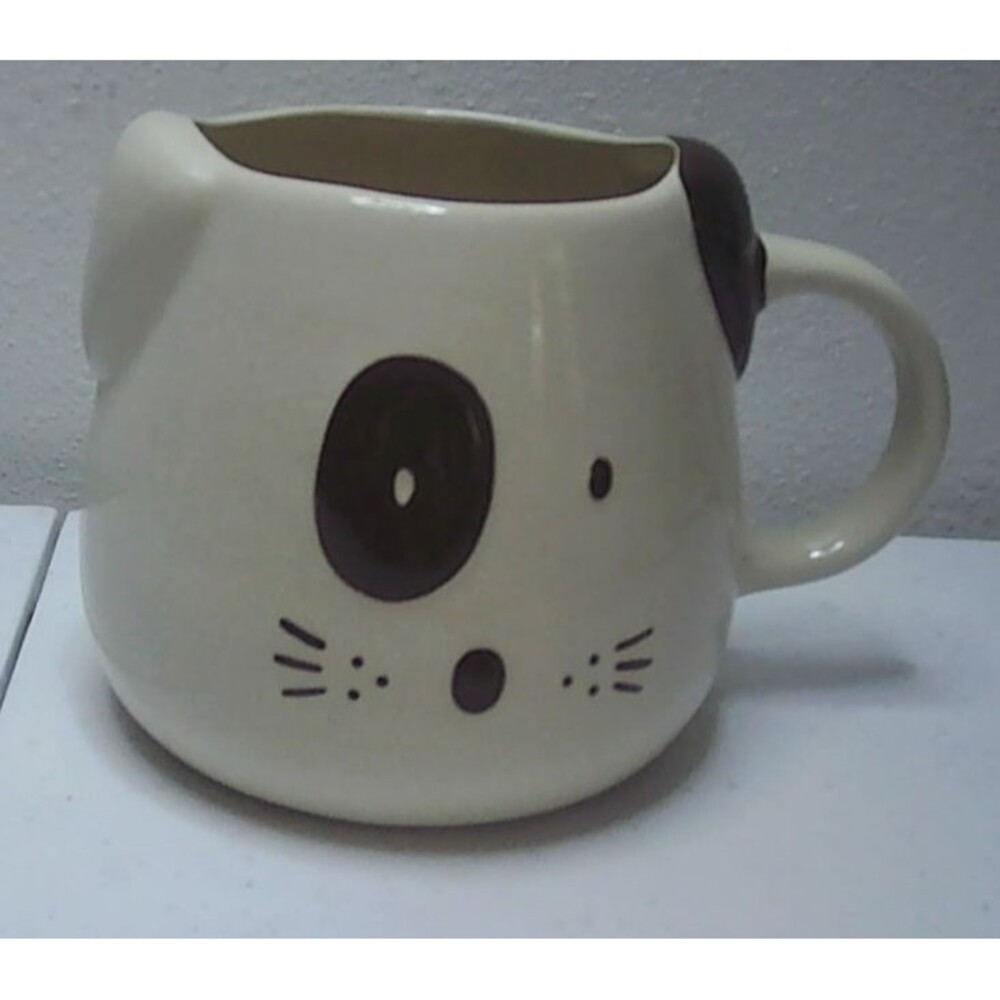 World Market 3D Dog Puppy Coffee Tea Mug Cup Paw Print Spot Ceramic Cream Brown